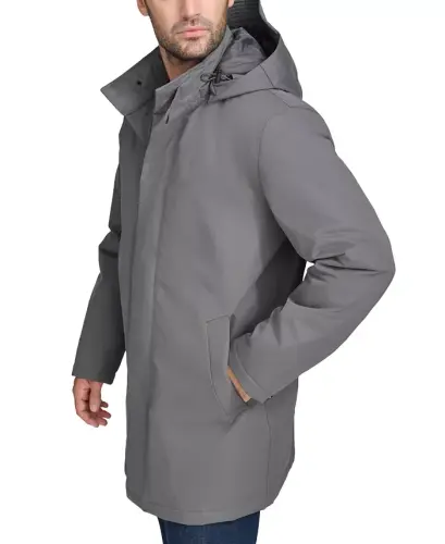 Erkaklar uchun yomg'ir paltosi, olinadigan kapyushon bilan - Kulrang - 3