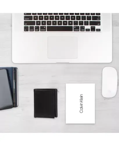 Erkaklar uchun yumshoq frezalangan uch buklamali hamyon - qora - 7