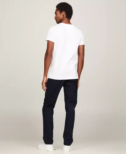 Erkaklar uchun yupqa paxta slim-fit футболкаси - Yorqin oq - 2