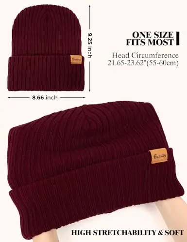 Erkaklar va ayollar uchun beanie shlyapalar Fleece Qishki shlyapa trikotaj bosh suyagi paypoq qalpoqlari yigitlar uchun termal qor shlyapa isitiladigan manjetli sovg'a - 6