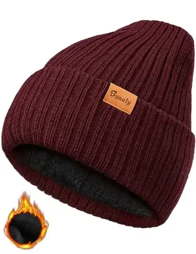 Erkaklar va ayollar uchun beanie shlyapalar Fleece Qishki shlyapa trikotaj bosh suyagi paypoq qalpoqlari yigitlar uchun termal qor shlyapa isitiladigan manjetli sovg'a 