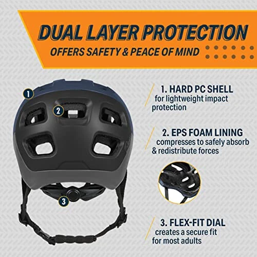 Erkaklar va ayollar uchun Bikeroo kattalar velosiped dubulg'asi - Tog' velosipedi, yo'l velosipedi, EBike, kommutatsiya velosipedi, skuter uchun velosiped dubulg'asi - Xavfsizlik vizori va optimal havo oqimi - 3