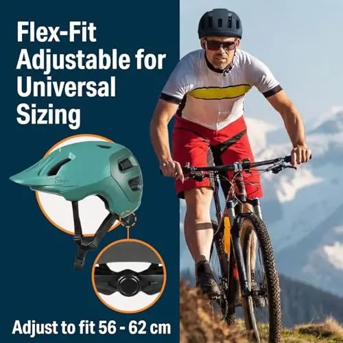 Erkaklar va ayollar uchun Bikeroo kattalar velosiped dubulg'asi - Tog' velosipedi, yo'l velosipedi, EBike, kommutatsiya velosipedi, skuter uchun velosiped dubulg'asi - Xavfsizlik vizori va optimal havo oqimi - 2