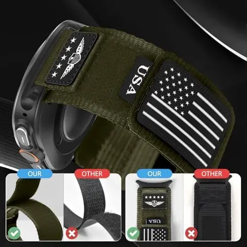 Erkaklar va ayollar uchun Galaxy Watch Ultra 47 mm uchun bardoshli neylon tasma, bitta bosishli bo'shliqsiz to'qilgan mato bilaguzuklar, sozlanishi sport tasmasi, Samsung Galaxy Watch 7 Ultra 47 mm tasmasi uchun, XL - 3