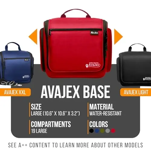 Erkaklar va ayollar uchun sayohat tualet sumkasi - Katta osilgan tualet tashkilotchisi - Metall XXL burilish ilgagi bilan suv o'tkazmaydigan gigiena sumkasi, mustahkam fermuarlar va tualet buyumlari, bo'yanish, kosmetika uchun 19 ta bo'linma - TRAVEL (1)