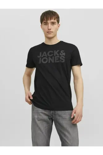 Erkaklar Velosiped Yoqasi Logo Bosilgan Futbolka - JACK & JONES (1)