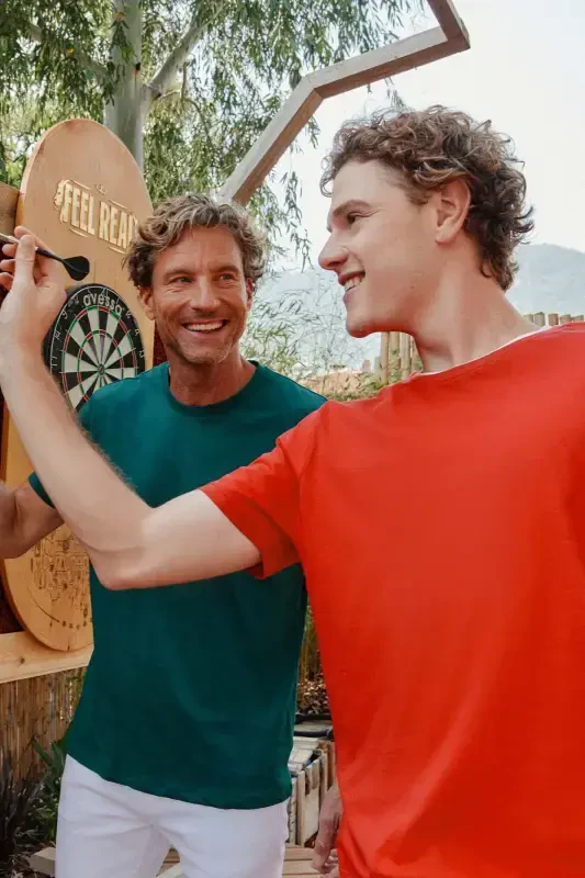 Erkaklar/uniseks Qizil 100% Paxta Slim Fit Tor Kesimli Velosiped Yoqali Asosiy Futbolka-Qizil - 3