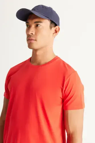 Erkaklar/uniseks Qizil 100% Paxta Slim Fit Tor Kesimli Velosiped Yoqali Asosiy Futbolka-Qizil - 7