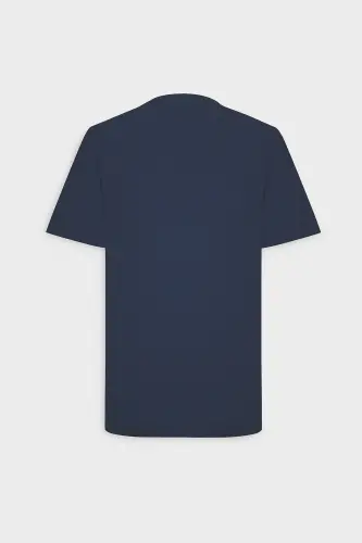 Erkaklar/uniseks to'q ko'k 100% paxta Slim Fit tor kesimli velosiped yoqali asosiy futbolka - to'q ko'k - 18