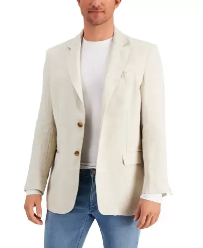 Men's 100% Linen Blazer, Created for Modazone - Natural Kh 