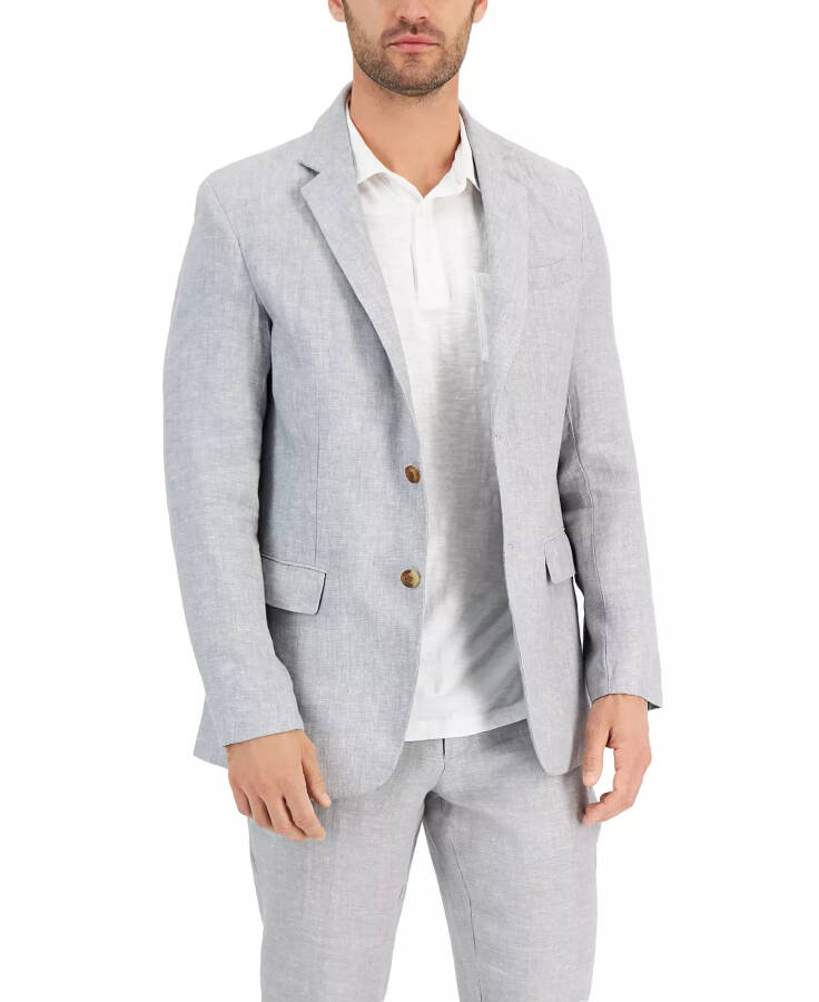 Erkek %100 Keten Blazer, Modazone İçin Hazırlandı, Gri Slate - 3