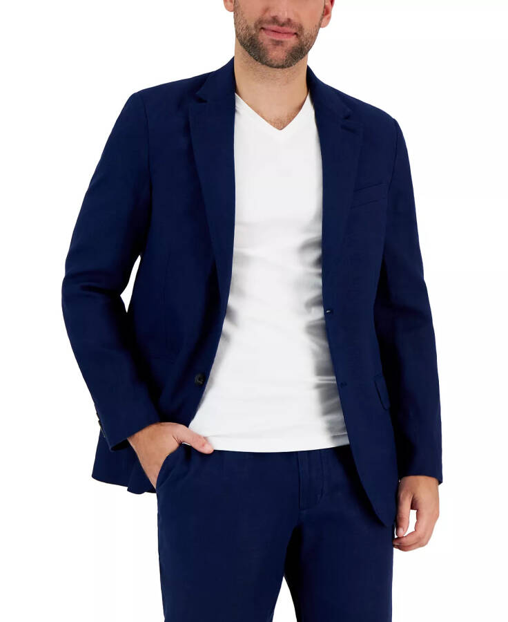 Erkek %100 Keten Blazer, Modazone İçin Oluşturuldu - Lacivert - 5