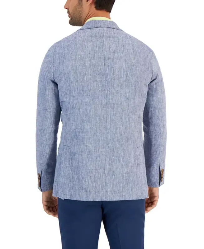 Men's 100% Linen Blazer, Created for Modazone - Chambray - 2