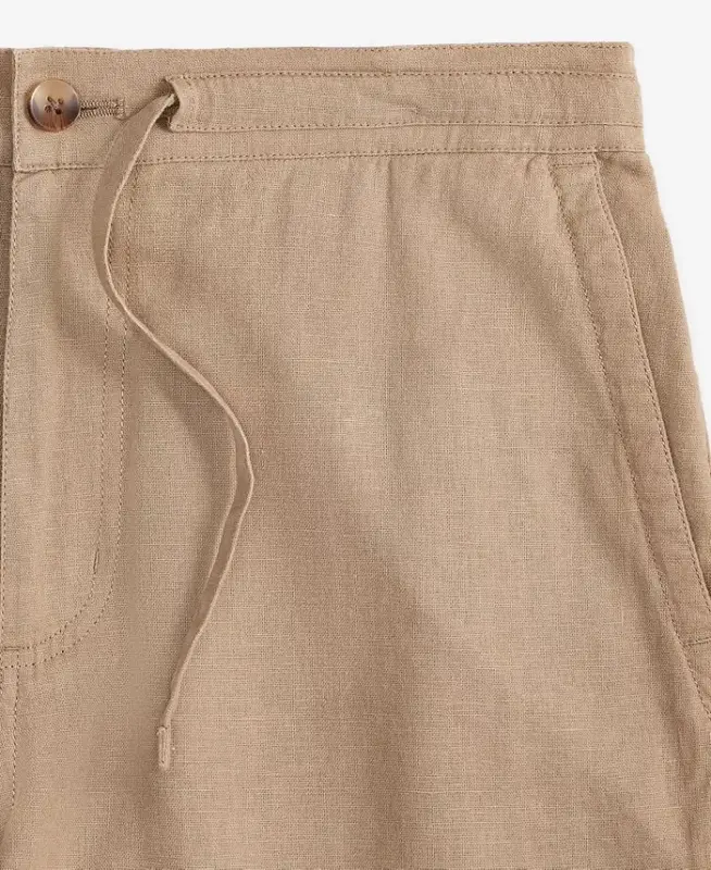 Men's 100% Linen Drawstring Shorts, Created for Modazone - Dark Blue - 4