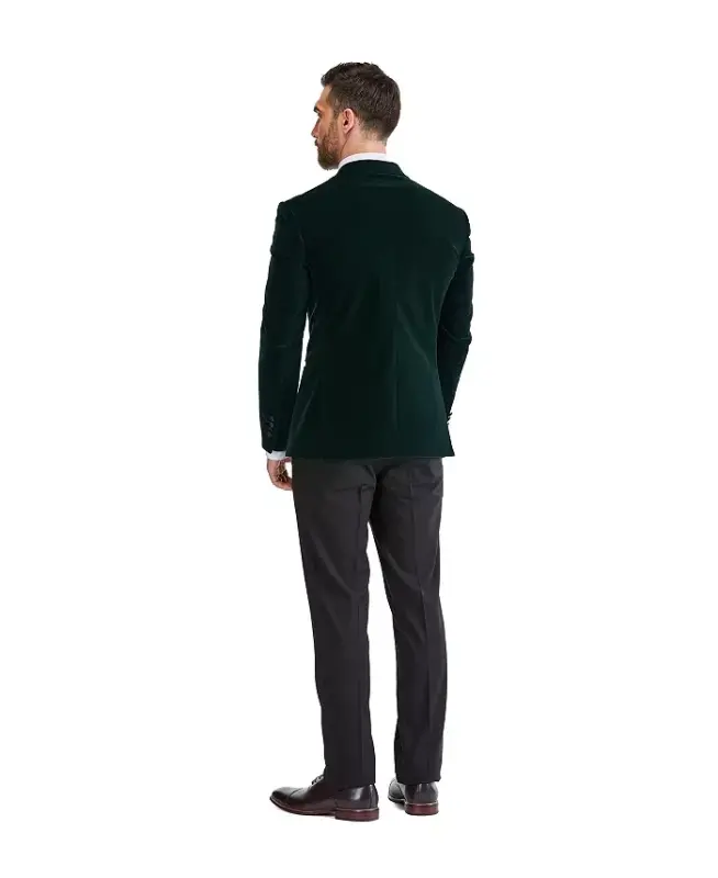 Men's 2-Piece Velvet Peak Lapel Slim-Fit Tuxedo - Hunter green - 3
