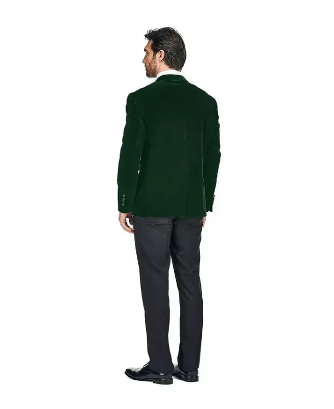 Men's 2-Piece Velvet Peak Lapel Slim-Fit Tuxedo - Hunter green - 4
