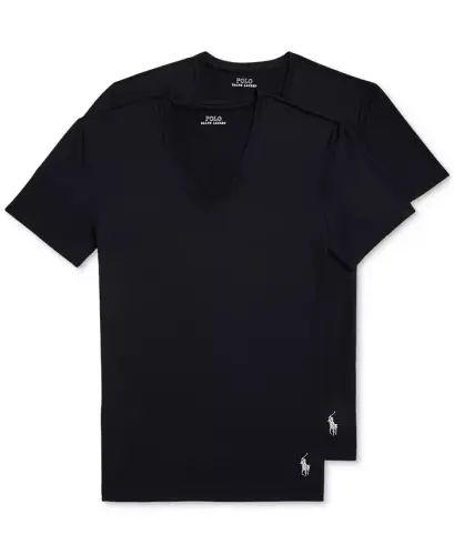 Men's 2-Pack Perfect Flex V-Neck T-Shirts - Polo Black - 1