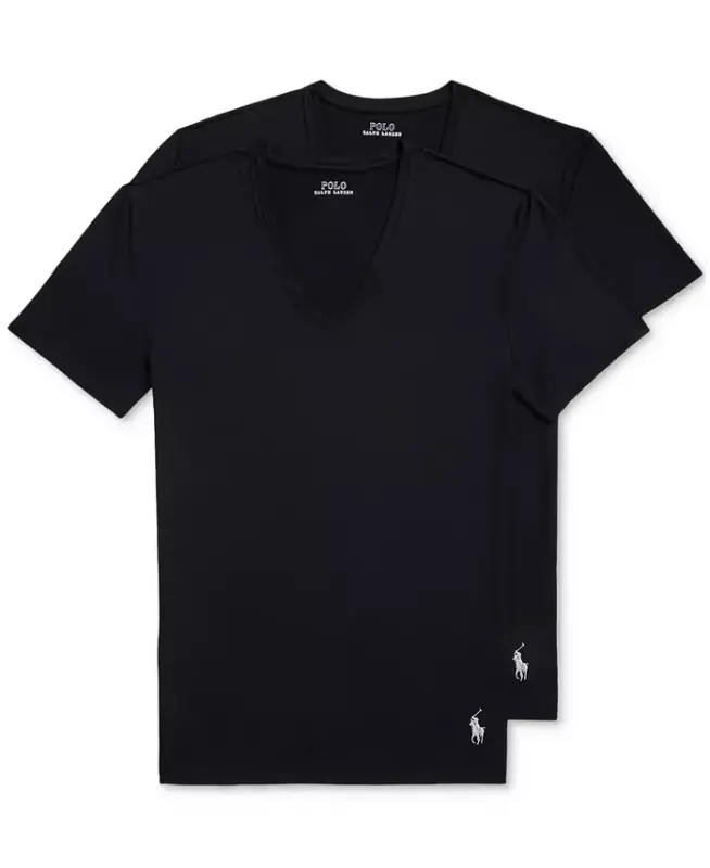 Men's 2-Pack Perfect Flex V-Neck T-Shirts - Polo Black - 1