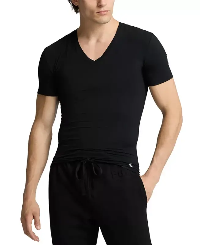 Men's 2-Pack Perfect Flex V-Neck T-Shirts - Polo Black - 2