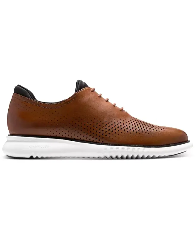 Men's 2.Zerogrand Laser Wing Oxford Shoes-British Tan, Ivory - 10