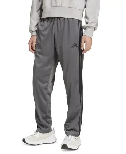 Men's 3-Stripes Regular Open Hem Track Pants - Gray six 