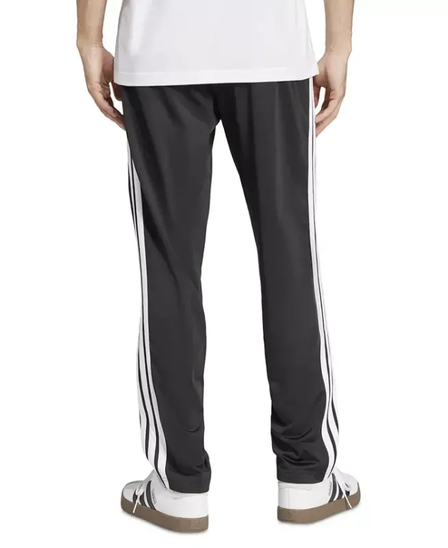 Men's 3-Stripes Regular Open Hem Track Pants - Black - 3