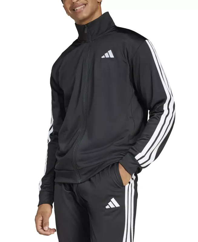 Men's 3 Stripes Tricot Regular Track Jacket-Black - ADIDAS