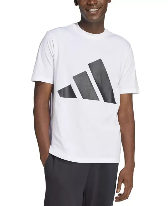 Men's 3 Bar Logo Graphic Cotton T-Shirt-White/blac - 3