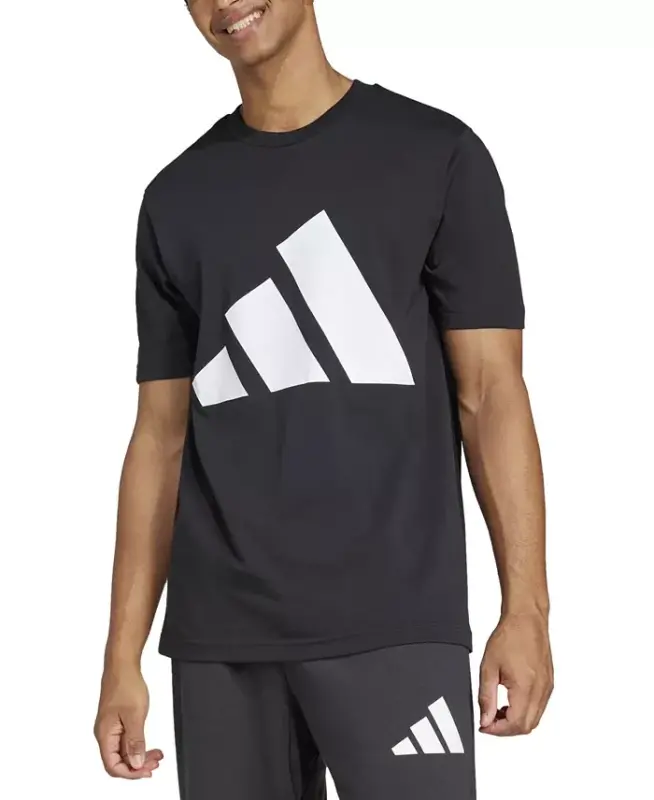 Men's 3 Bar Logo Graphic Cotton T-Shirt-Black/whit - 1