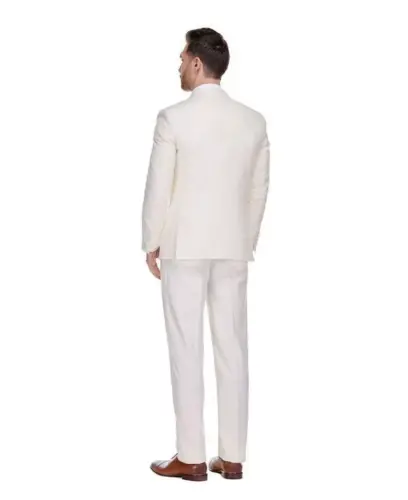 Men's 3-Piece Slim Fit Tuxedo with Peak Lapel - Ivory - 4