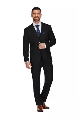 Men's 3-Piece Classic Fit Performance Stretch Suit-Black - BRAVEMAN