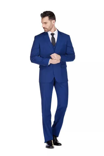 Men's 3-Piece Classic Fit Performance Stretch Suit-Indigo - BRAVEMAN