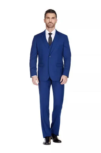 Men's 3-Piece Classic Fit Performance Stretch Suit-Indigo - BRAVEMAN (1)