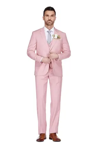 Men's 3-Piece Classic Fit Performance Stretch Suit - Soft pink 