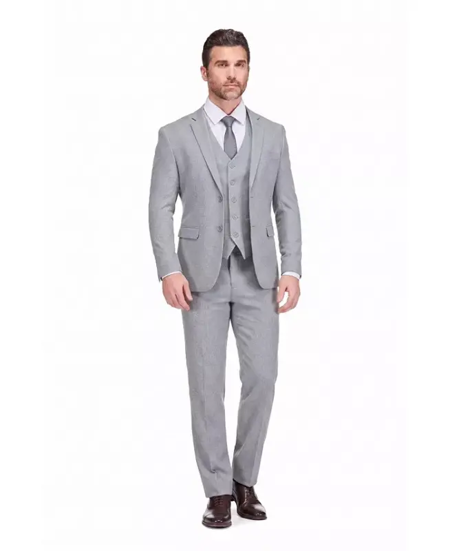 Men's 3-Piece Classic Fit Performance Stretch Suit - Light grey - 1
