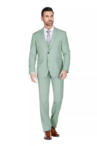 Men's 3-Piece Classic Fit Performance Stretch Suit-Sage - BRAVEMAN
