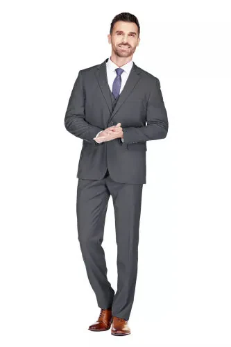 Men's 3-Piece Classic Fit Performance Stretch Suit-Charcoal - BRAVEMAN