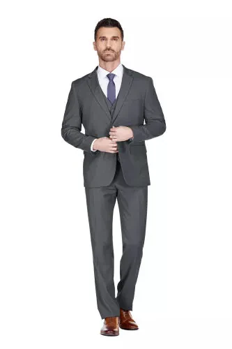 Men's 3-Piece Classic Fit Performance Stretch Suit-Charcoal - BRAVEMAN (1)
