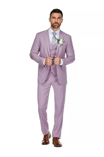 Men's 3-Piece Classic Fit Performance Stretch Suit-Lilac - BRAVEMAN