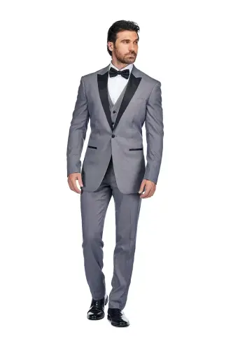 Men's 3 Piece Birdseye Peak Lapel Tuxedo Set 