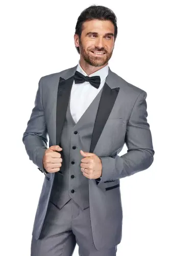 Men's 3 Piece Birdseye Peak Lapel Tuxedo Set - GINO VITALE (1)