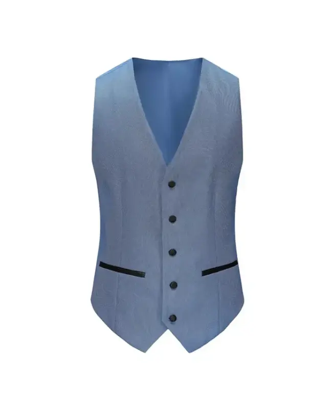 Men's 3 Piece Birdseye Peak Lapel Tuxedo Set - Slate blue - 2