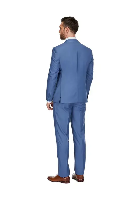 Men's 3-Piece Premium Vested 3-Piece Slim Fit Suit - Slate blue - 3