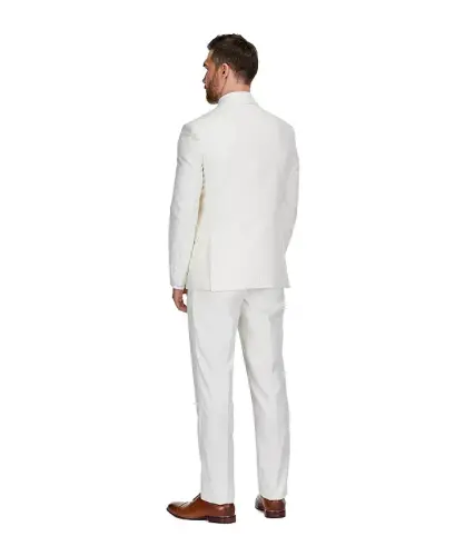 Men's 3-Piece Premium Vested 3-Piece Slim Fit Suit - Ivory - 2