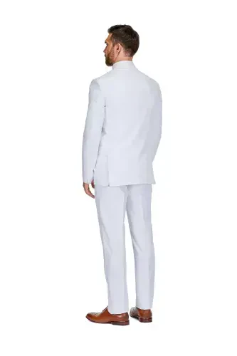 Men's 3-Piece Premium Vested 3-Piece Slim Fit Suit-White - BRAVEMAN (1)