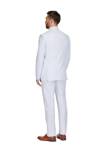 Men's 3-Piece Premium Vested 3-Piece Slim Fit Suit - White - 2