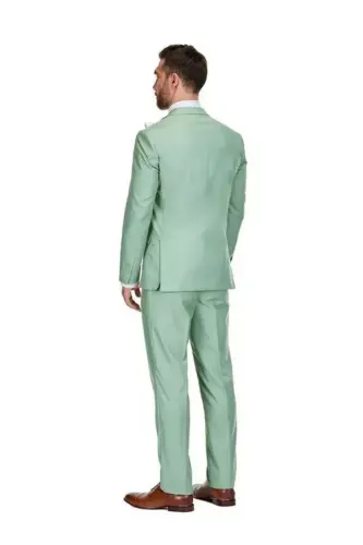 Men's 3-Piece Premium Vested 3-Piece Slim Fit Suit - Mint - 5