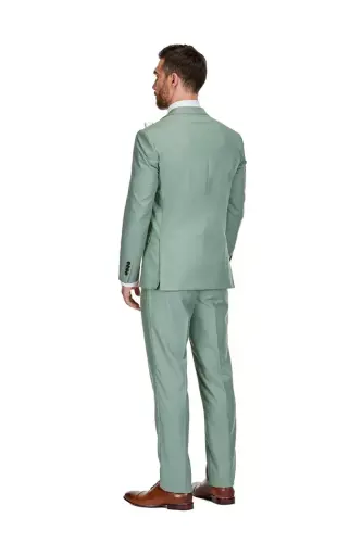 Men's 3-Piece Premium Vested 3-Piece Slim Fit Suit - Sage - BRAVEMAN (1)