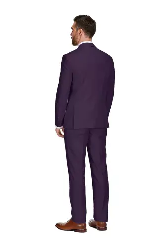 Men's 3-Piece Premium Vested 3-Piece Slim Fit Suit - Plum - 3