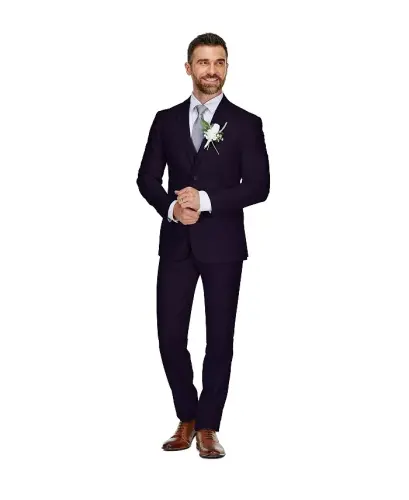 Men's 3-Piece Premium Vested 3-Piece Slim Fit Suit - Plum - 4